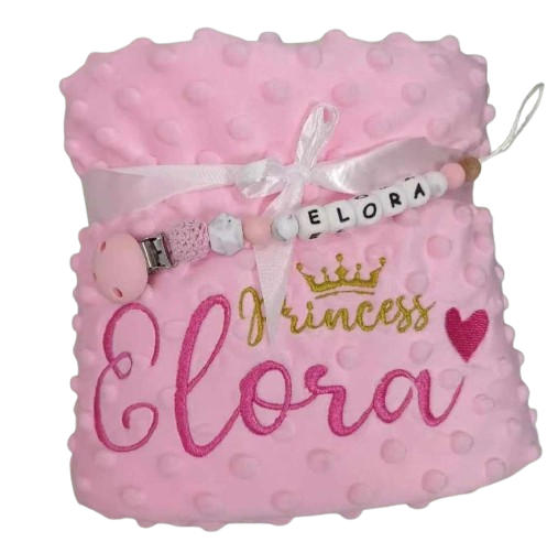 Couverture pour  bébé avec attaches-sucettes personnalisées